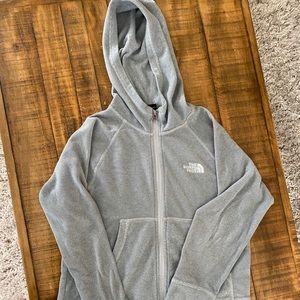 Gray North Face fleece zip up hoodie